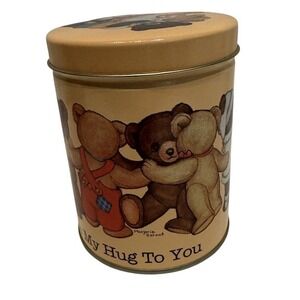 VTG Tin Canister Teddy Bears Majorie Sarnat 1984 WSCC "This Bears My Hug To You"